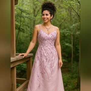 Source Unknown Pink Floral Prom Dress